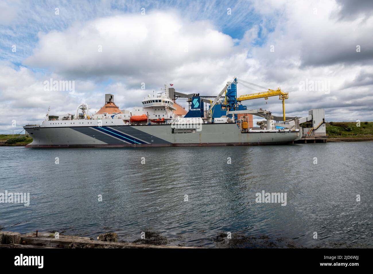 Cable laying Ship Responder moored on Blyth Quayside in Northumberland UK Stock Photo