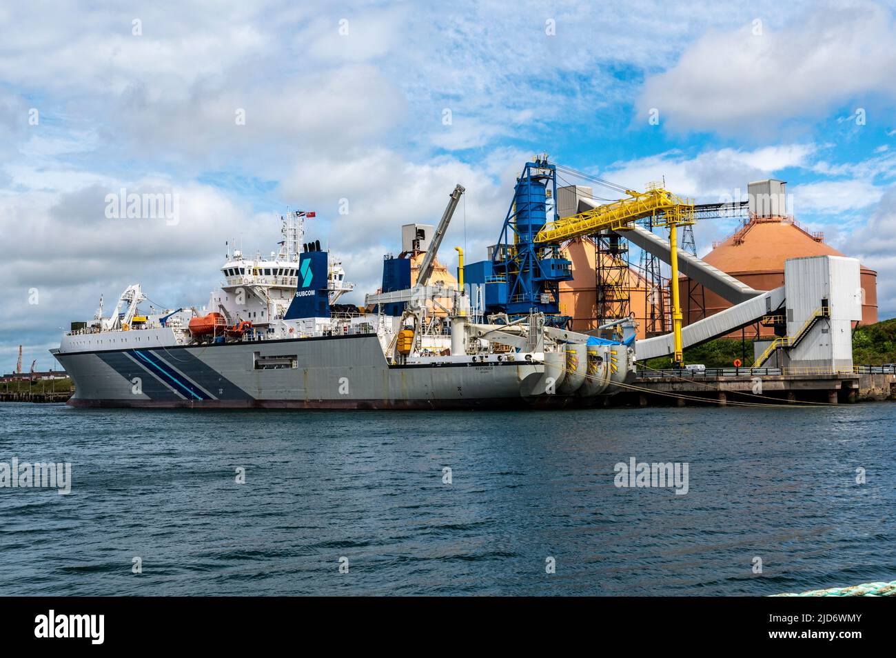 Cable laying Ship Responder moored on Blyth Quayside in Northumberland UK Stock Photo