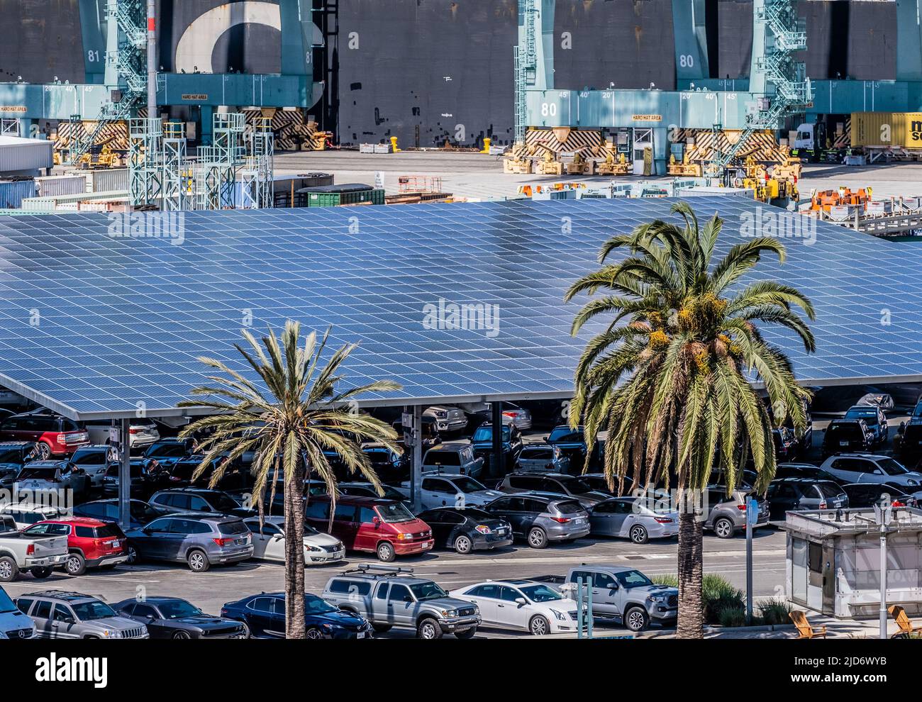 Solar Panels in Industrial Shipping Port Stock Photo - Alamy