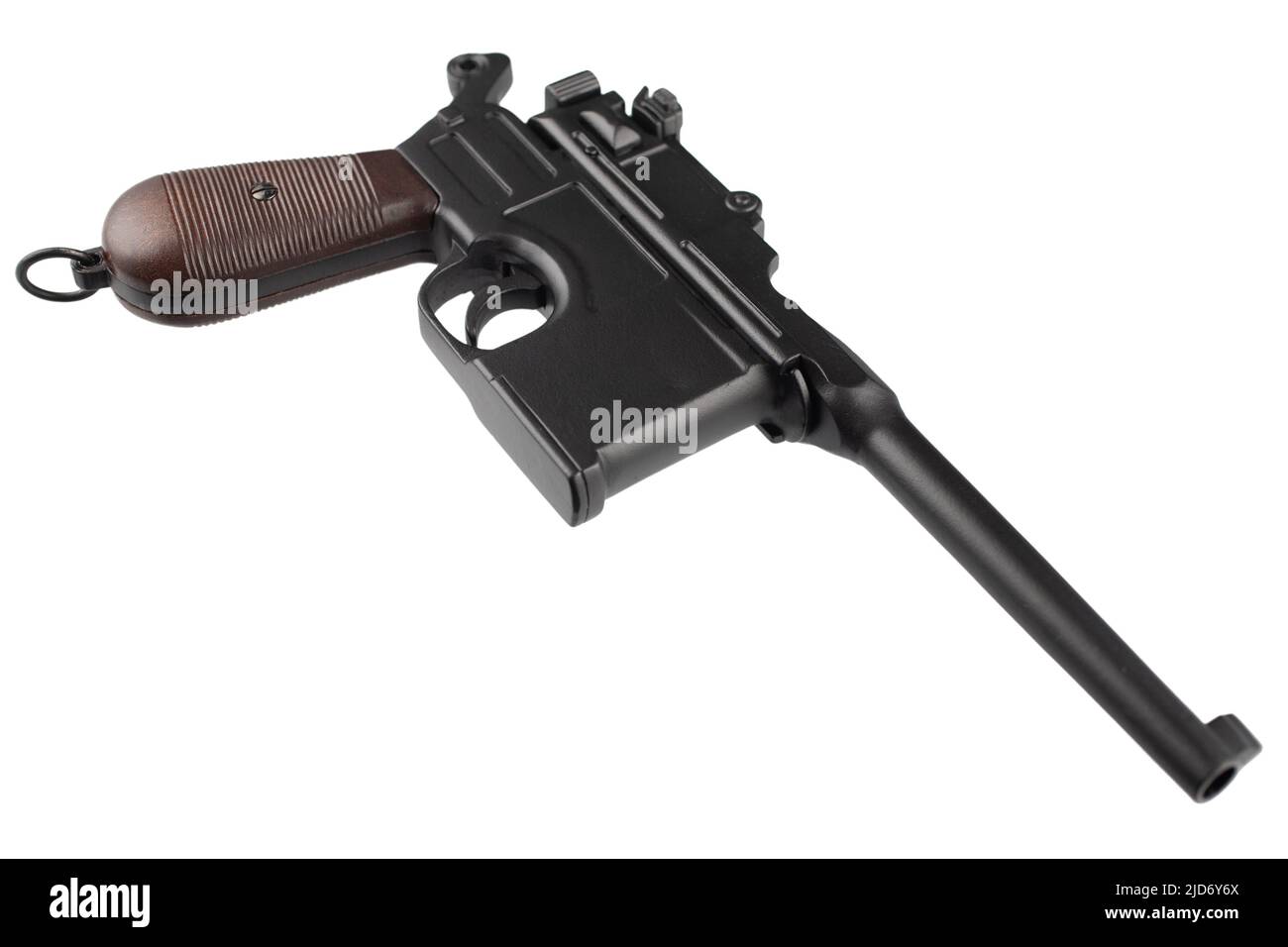 German WWI era pistol model 1896 isolated on white background. Stock Photo