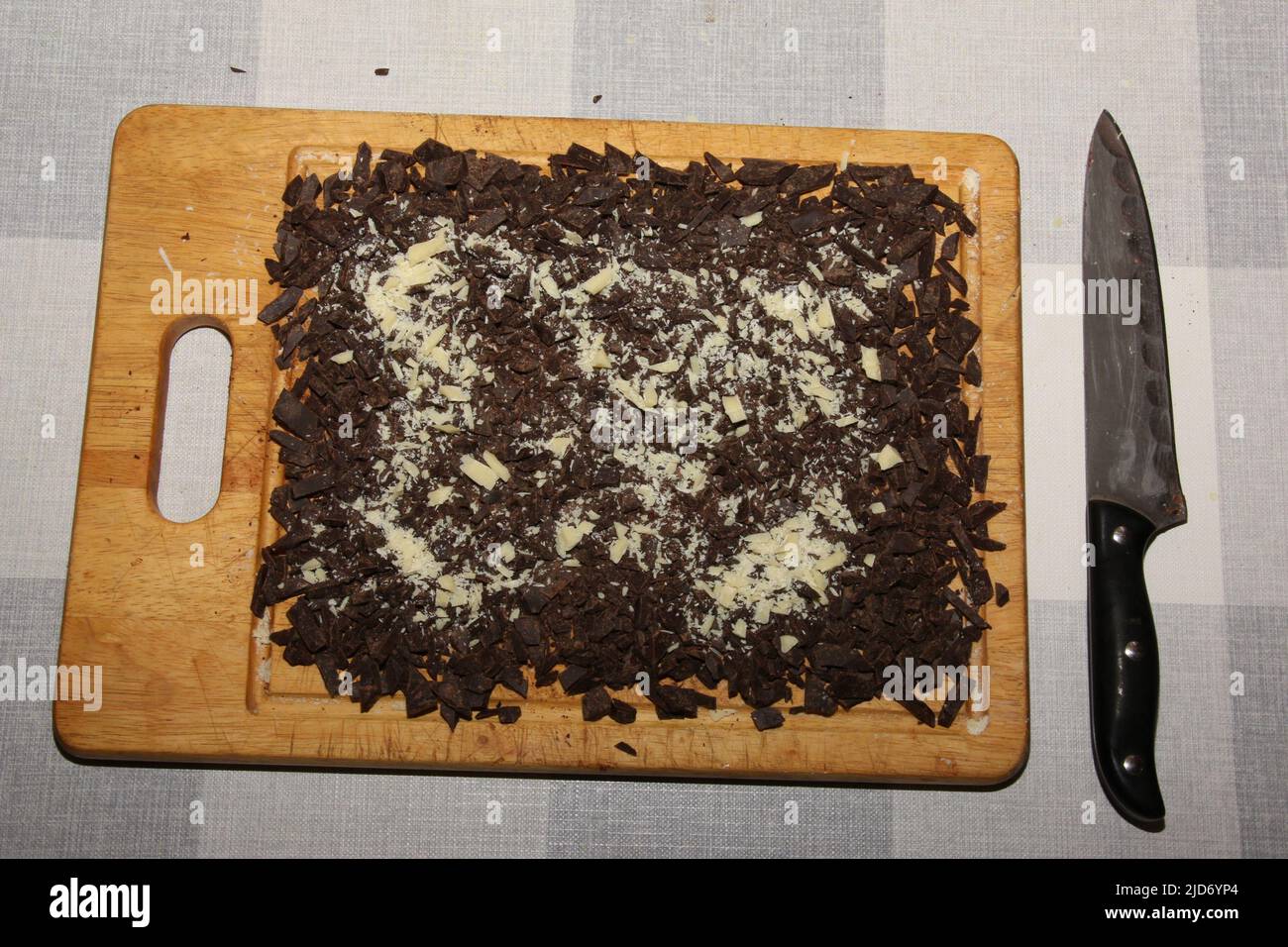 Cocoa butter and cocoa mass, top view, texture. Basic ingredients for