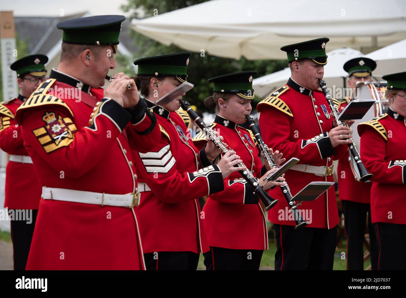 Ascot, Berkshire, UK. 18th June, 2022. Music for the guests at Royal Ascot today. Credit: Maureen McLean/Alamy Live News Stock Photo