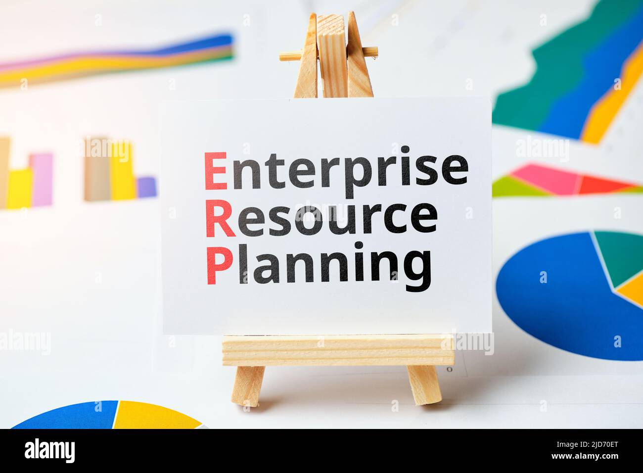 Concept ERP or Enterprise Resource Planning. Business acronym. The