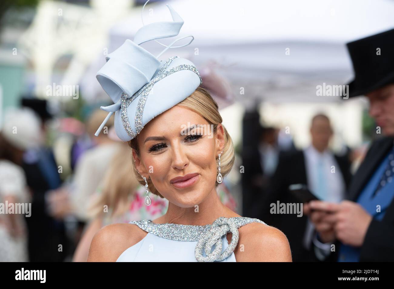 Ascot, Berkshire, UK. 18th June, 2022. It was another day of glamour and hats today on the final day of Royal Ascot. Credit: Maureen McLean/Alamy Live News Stock Photo