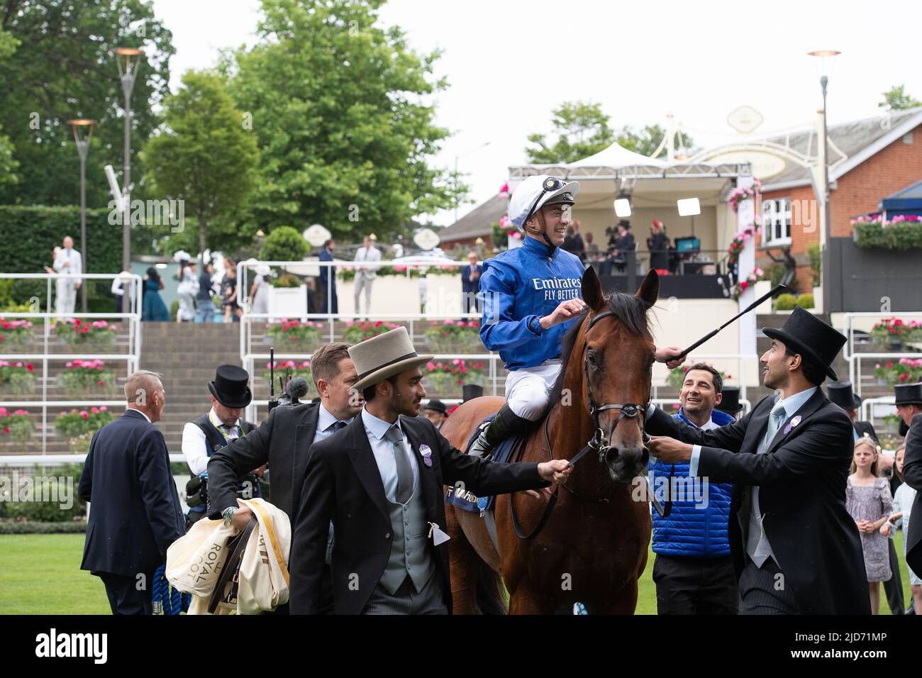 Ascot, Berkshire, UK. 18th June, 2022. Horse Naval Crown ridden by