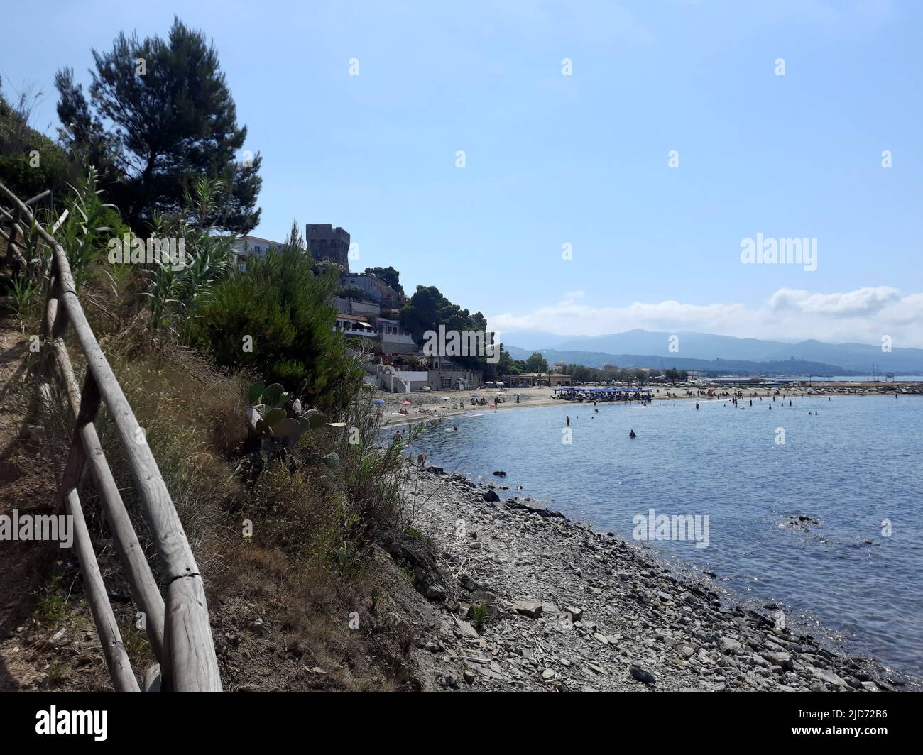 June 17, 2022, Marina di Casal Velino, Salerno, Italy: Marina di Casalvelino, also spelled Casalvelino Marina, is a southern Italian village and hamlet (frazione) of Casal Velino, a municipality in the province of Salerno, Campania. it is the most populated hamlet of its municipality. The village, located next to the ruins of the Ancient Greek city of Velia, grew in population and urban expansion in the last decade of the 20th century, thanks to the tourism in the Cilentan Coast. The port of Marina is served by the hydrofoil's line MM6W Naples-Sorrento-Marina di Camerota, part of a local passe Stock Photo