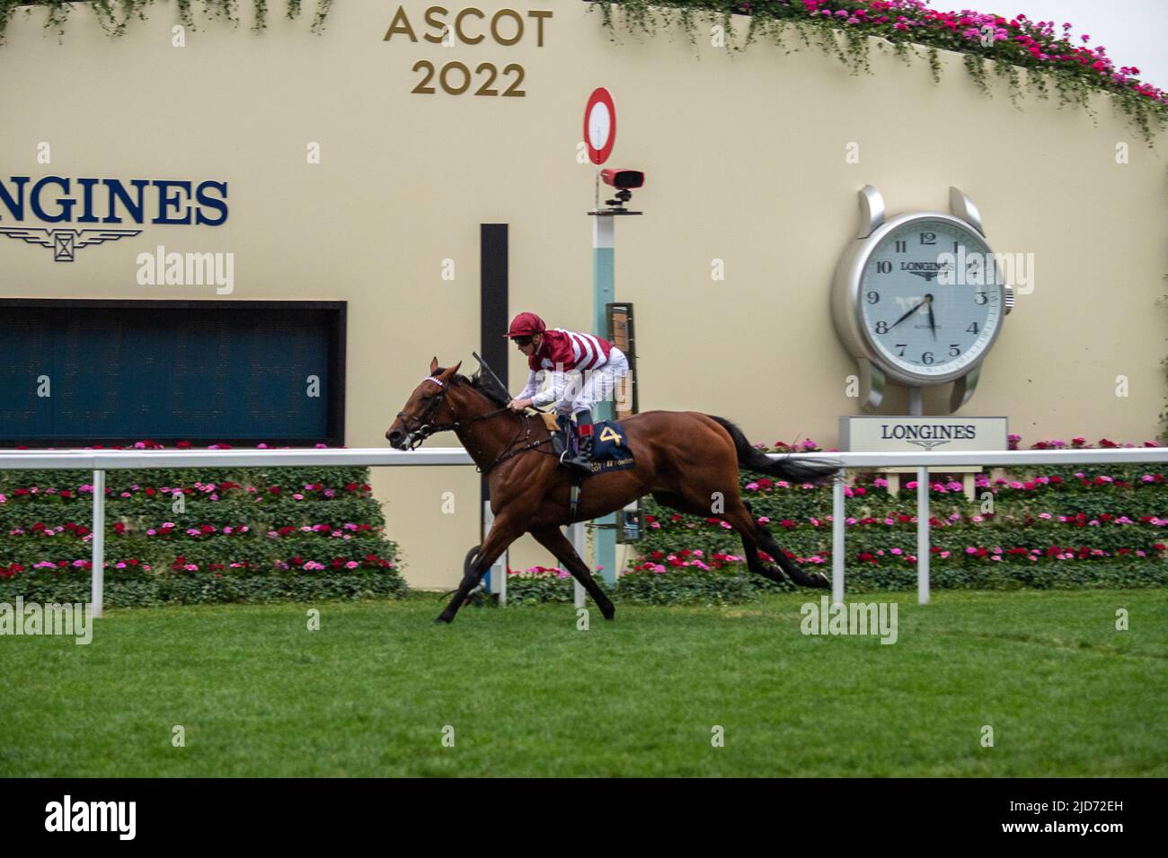 Ascot, Berkshire, UK. 18th June, 2022. Horse Missed the Cut ridden by jockey James McDonald won the Golden Gates Stakes race at Royal Ascot today. Owner Ed Babington. Trainer George Boughey. Credit: Maureen McLean/Alamy Live News Stock Photo