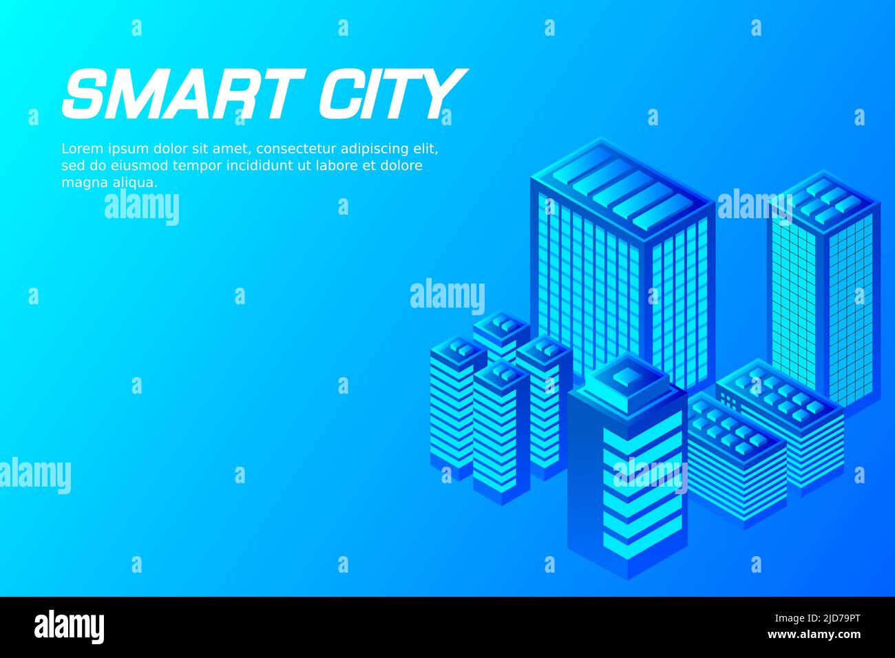 Isometric Future City. Real estate and construction industry concept