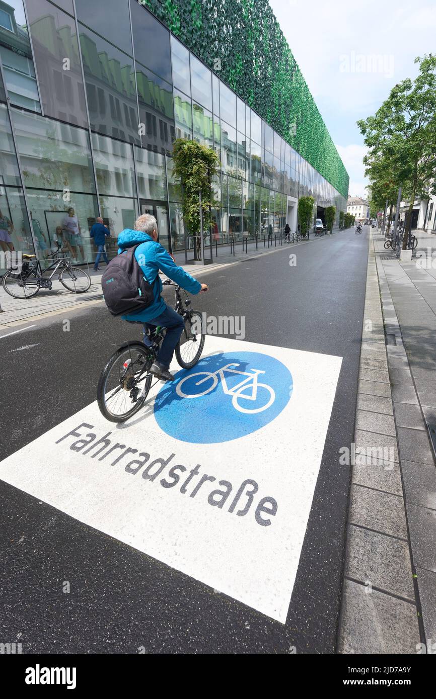 Koblenz, Germany. 09th June, 2022. Cyclists ride along Casinostrasse in