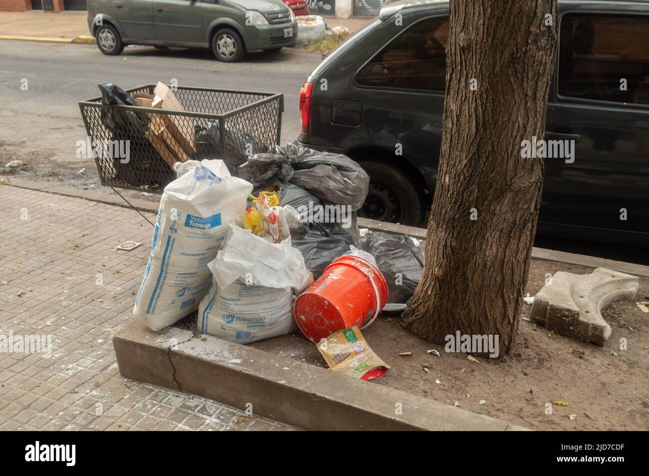 garbage thrown in the street Stock Photo