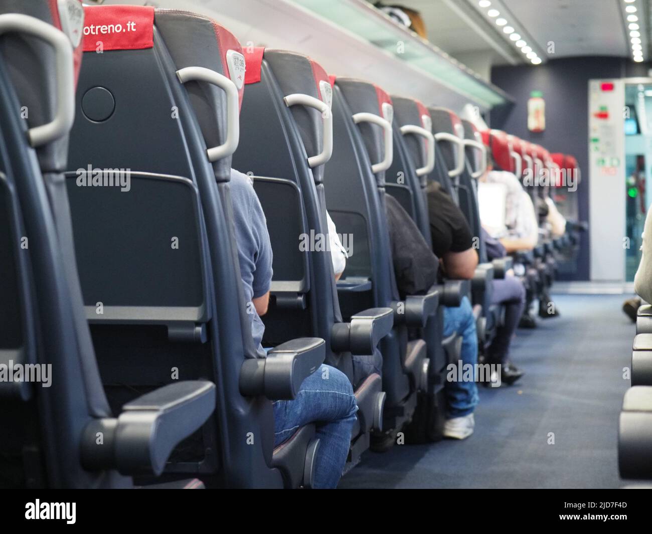 Venice, Italy - May 2022 Passengers in Italo train Stock Photo