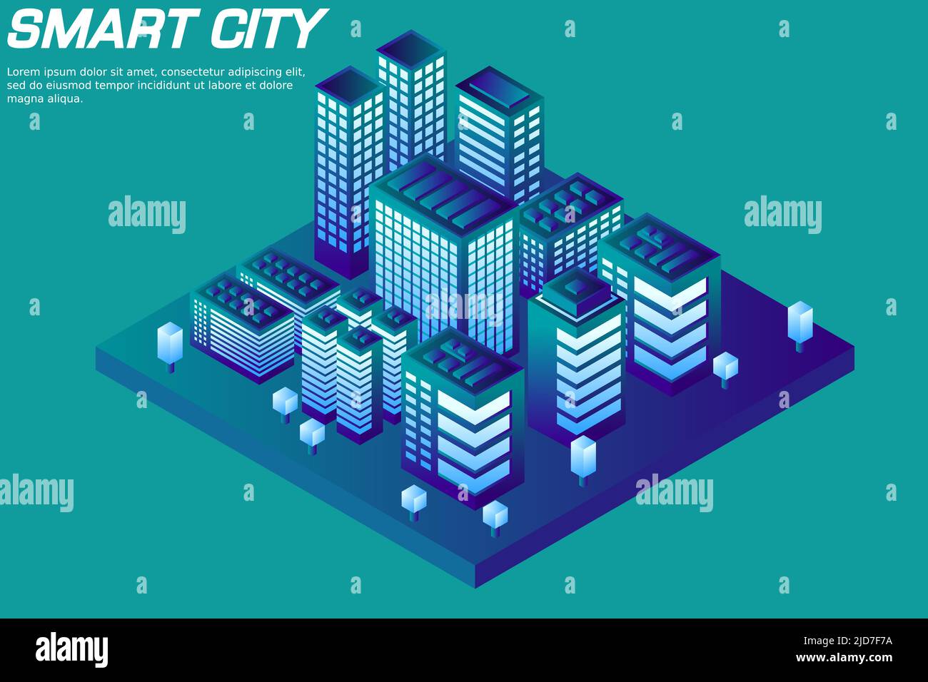 Isometric Future City. Real estate and construction industry concept