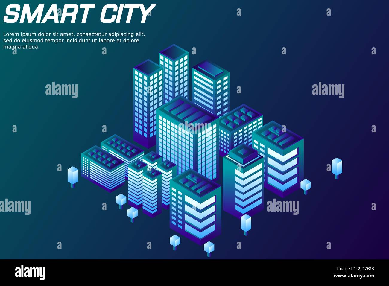 Isometric Future City. Real estate and construction industry concept
