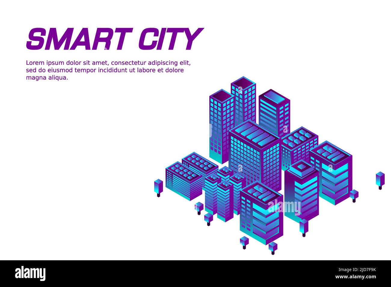Isometric Future City. Real estate and construction industry concept