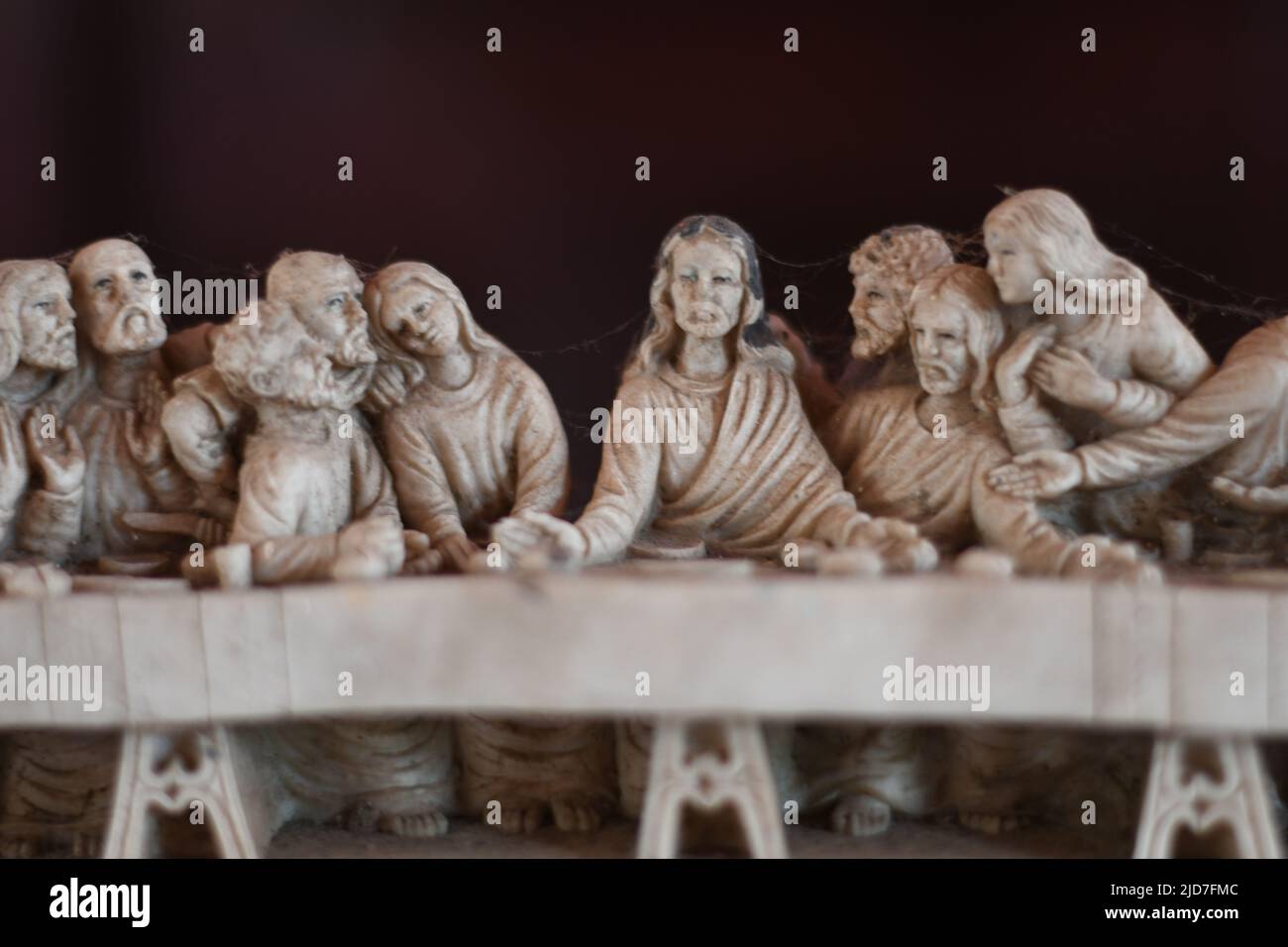 The last supper of Jesus. Beautiful Italian artwork on the table Stock Photo