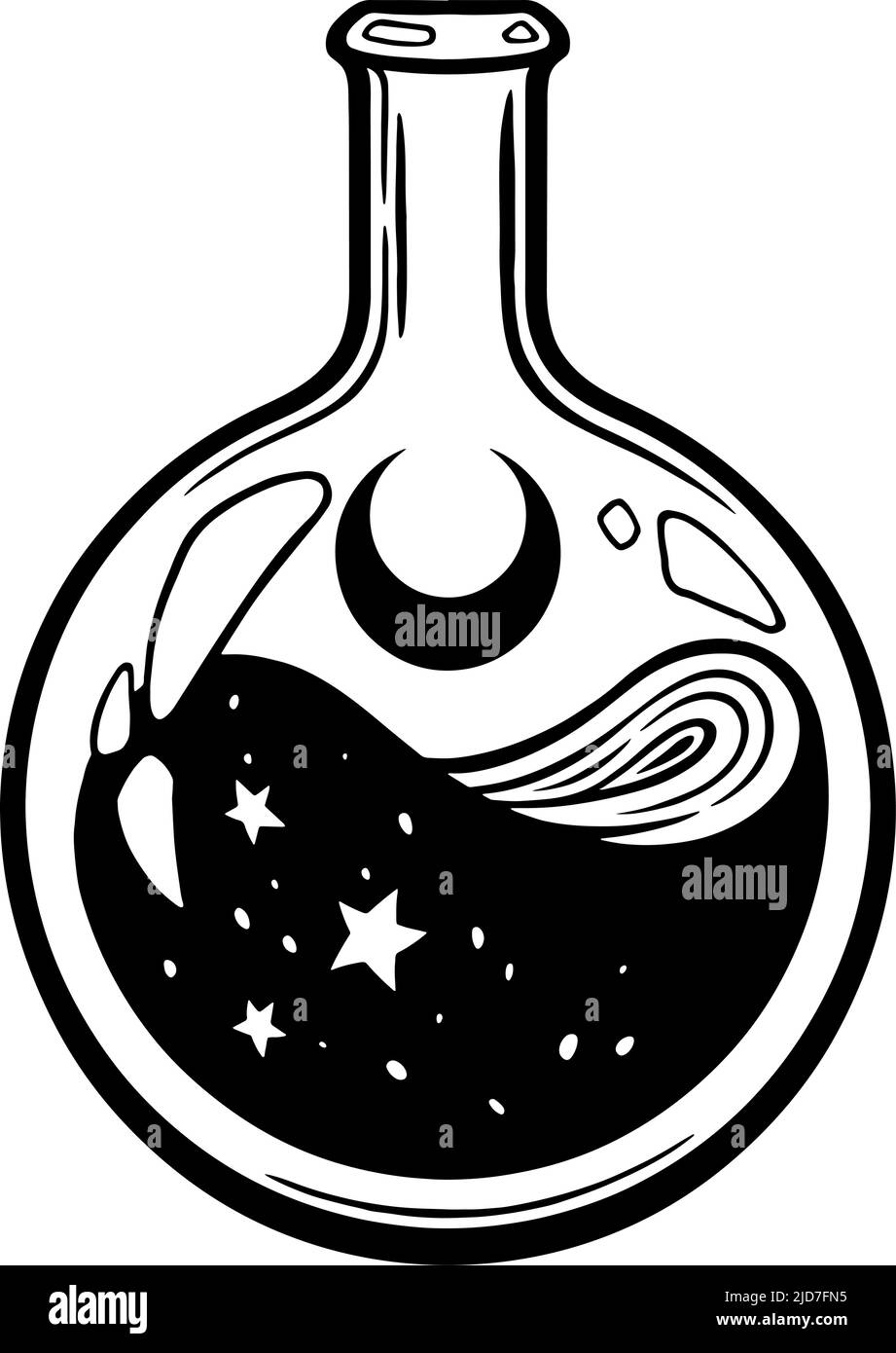 Magic potion in a glass bottle. Vector illustration Stock Vector Image ...