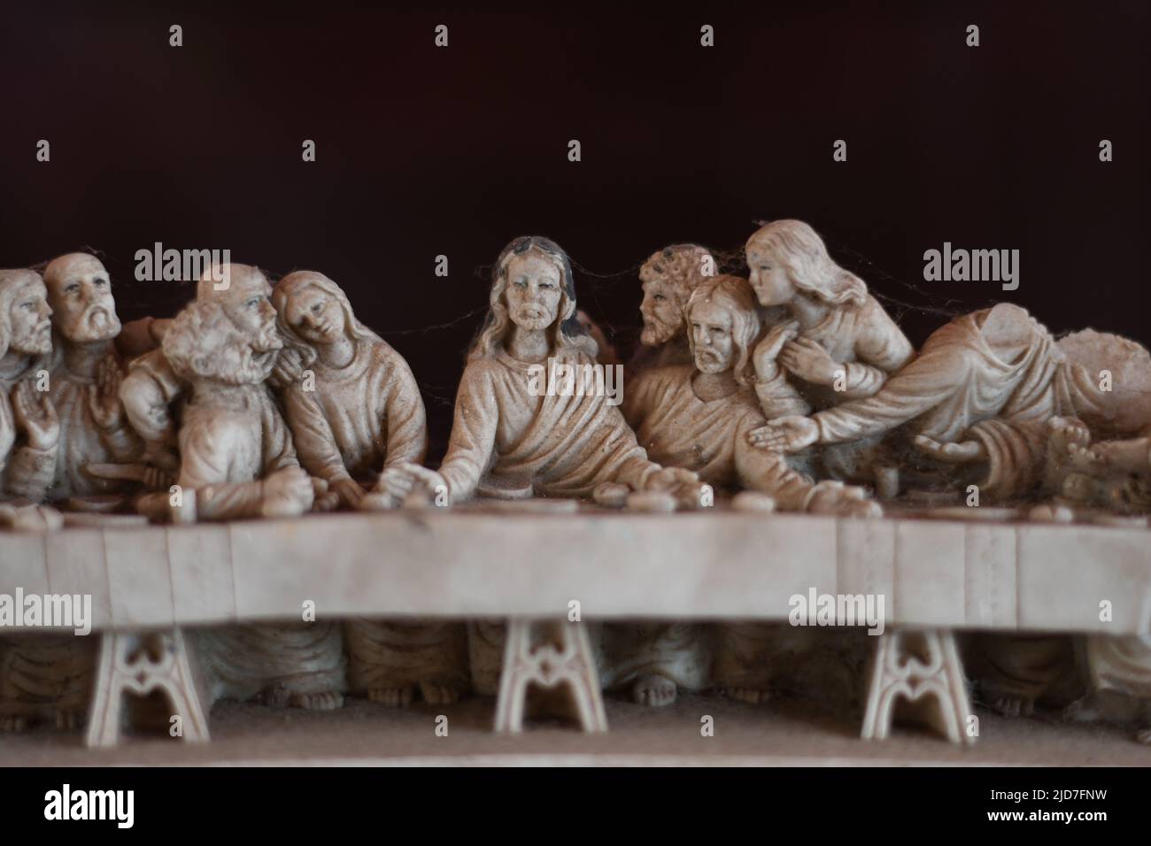 The last supper of Jesus. Beautiful Italian artwork on the table Stock Photo