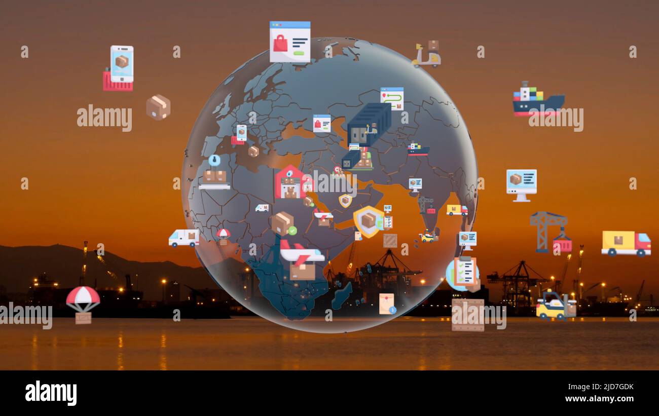 Logistics and technology concept. port view.  Stock Photo