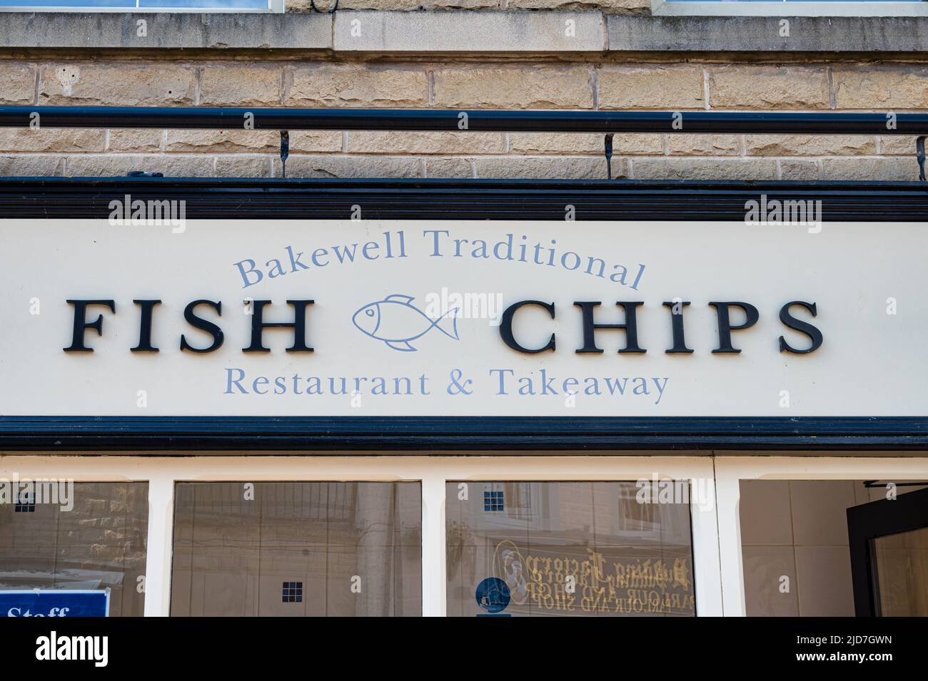 Bakewell, UK- May 15, 2022: The Traditional Fish and Chips Restaurant in Bakewell. Stock Photo