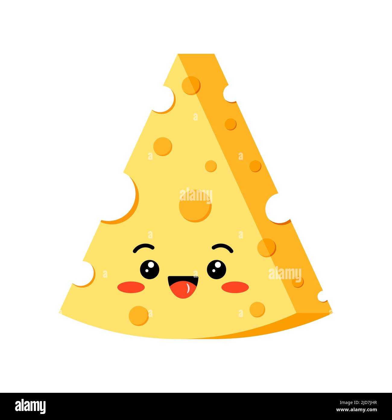 Triangle happy cheese with hole slice emoji vector icon isolated on