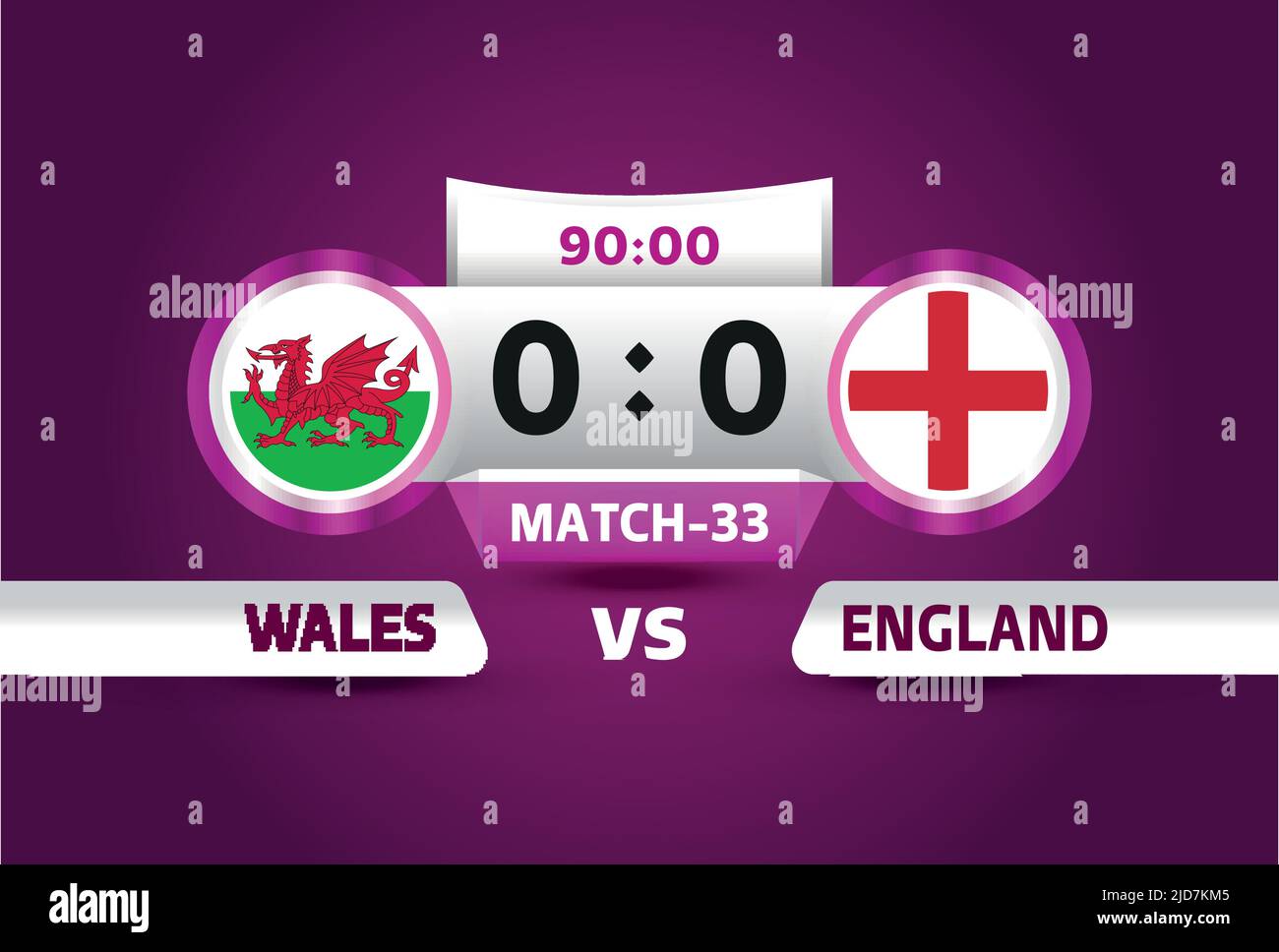 wales vs england, world Football 2022, Group B. World Football Competition championship match versus teams intro sport background, championship Stock Vector
