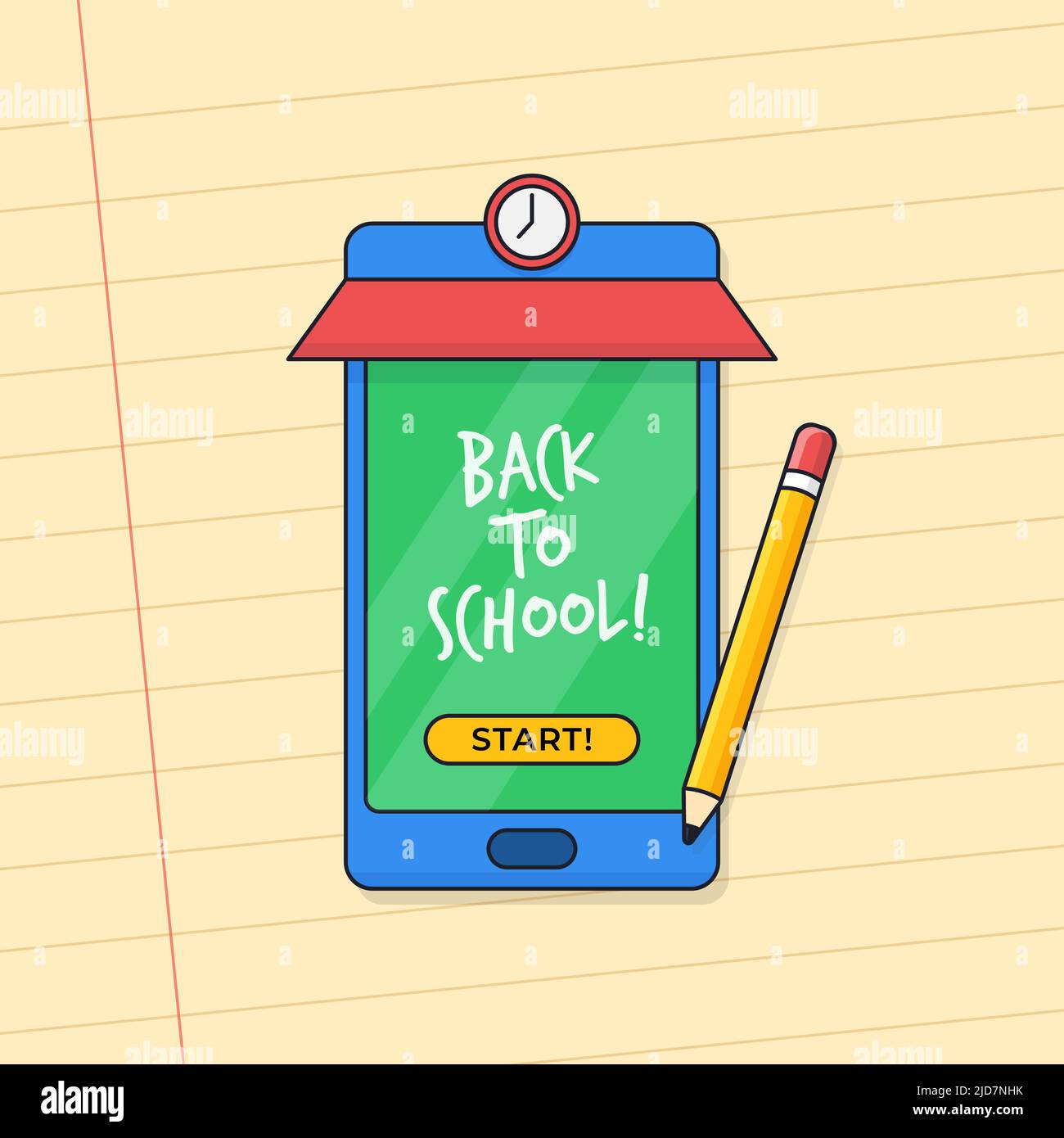 Back to school online class learning from home mobile smart phone application vector illustration Stock Vector