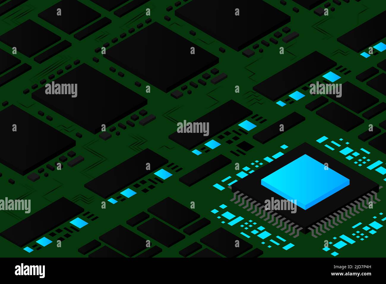 Artificial intelligence micro chip illustration. Quantum computing. PC ...
