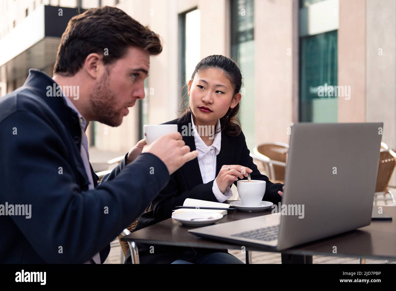 young businesswoman has a meeting with his partner Stock Photo