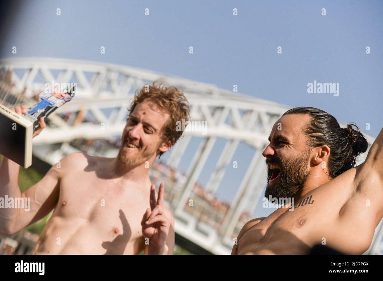 Gold medal Catalin Preda (Romania) (R) with Gary Hunt (Silver Medal) of