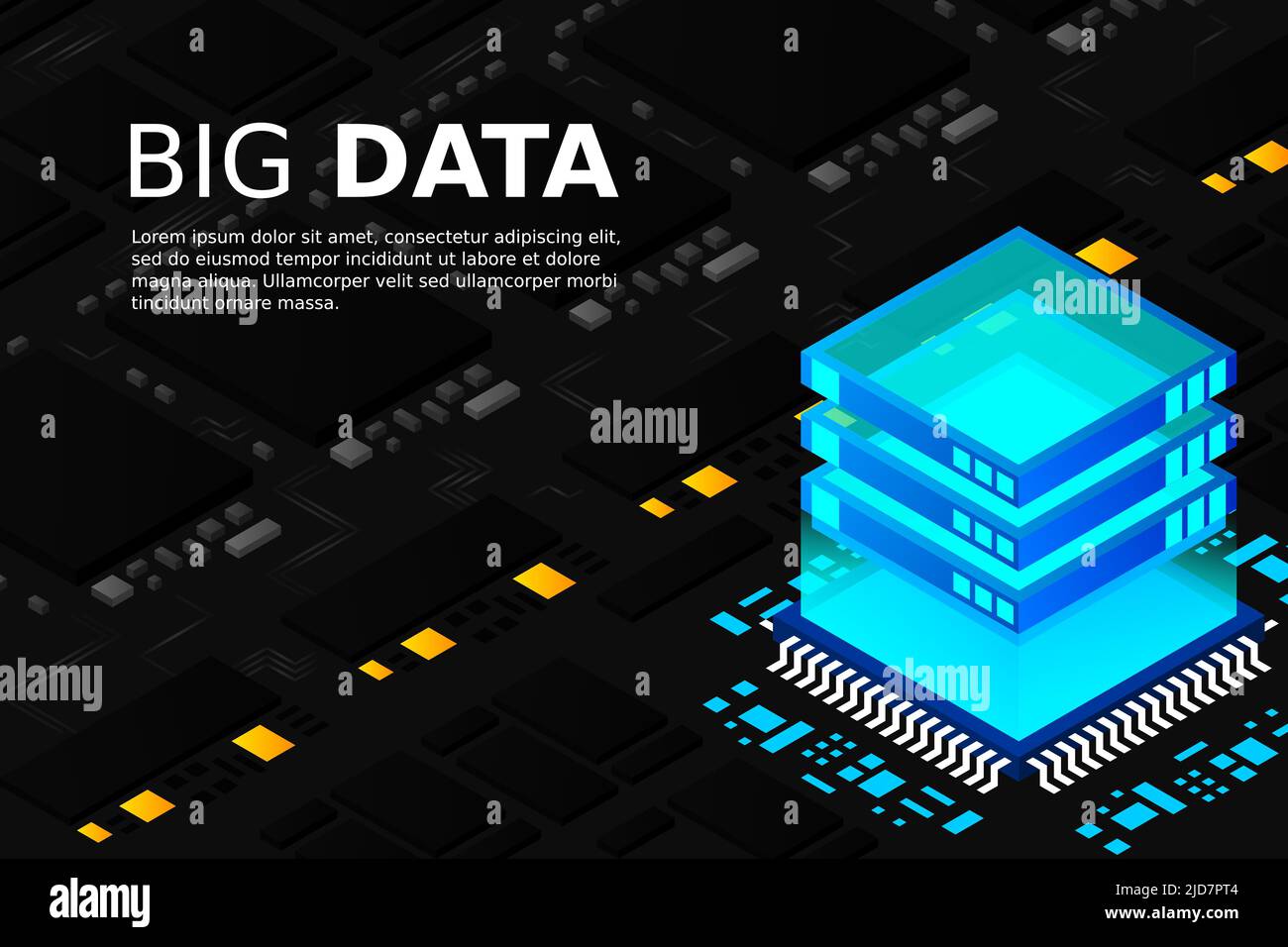Artificial intelligence micro chip illustration. Quantum computing. PC ...