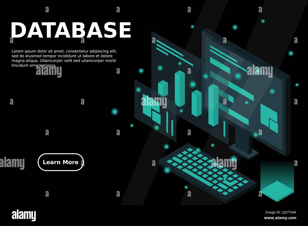 Data analysis in isometric vector design. Technician in datacenter or data center room background. Network mainframe infrastructure website layout. Co Stock Vector