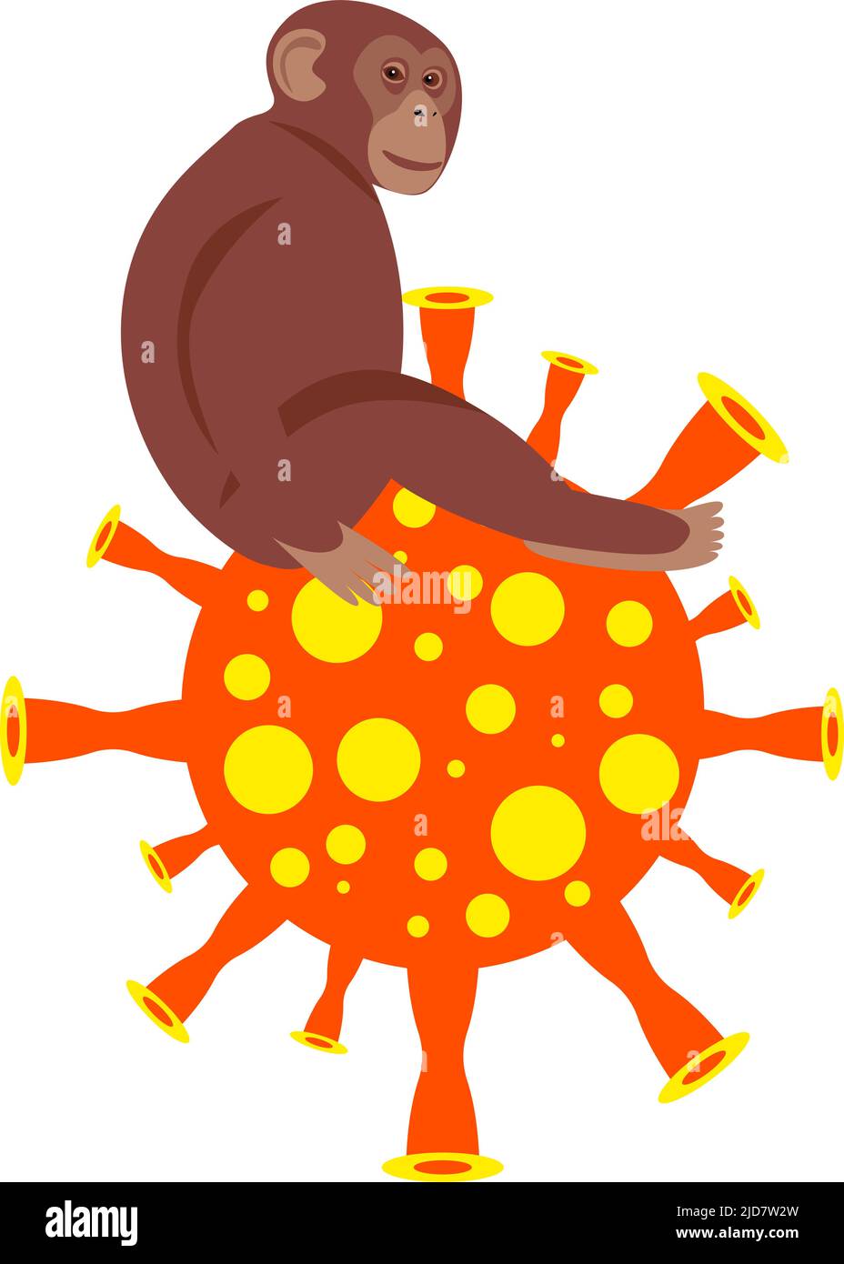 Virus cell with monkey, medical simbolic illustration. Monkey is ...