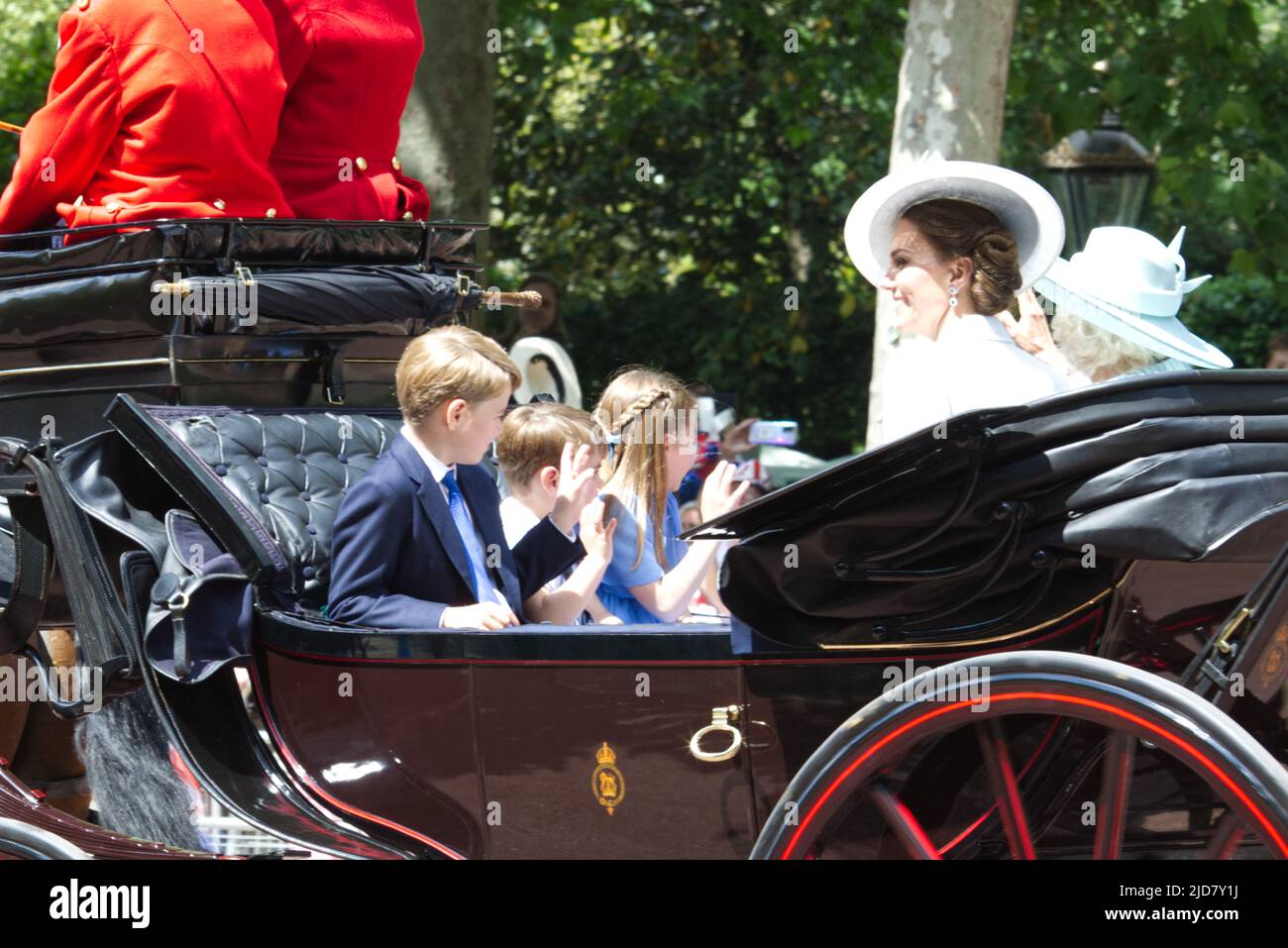Prince George of Cambridge Prince Louis of Cambridge Princess Charlotte of Cambridge and The Duchess of Cambridge, Platinum Jubilee 2022 Stock Photo