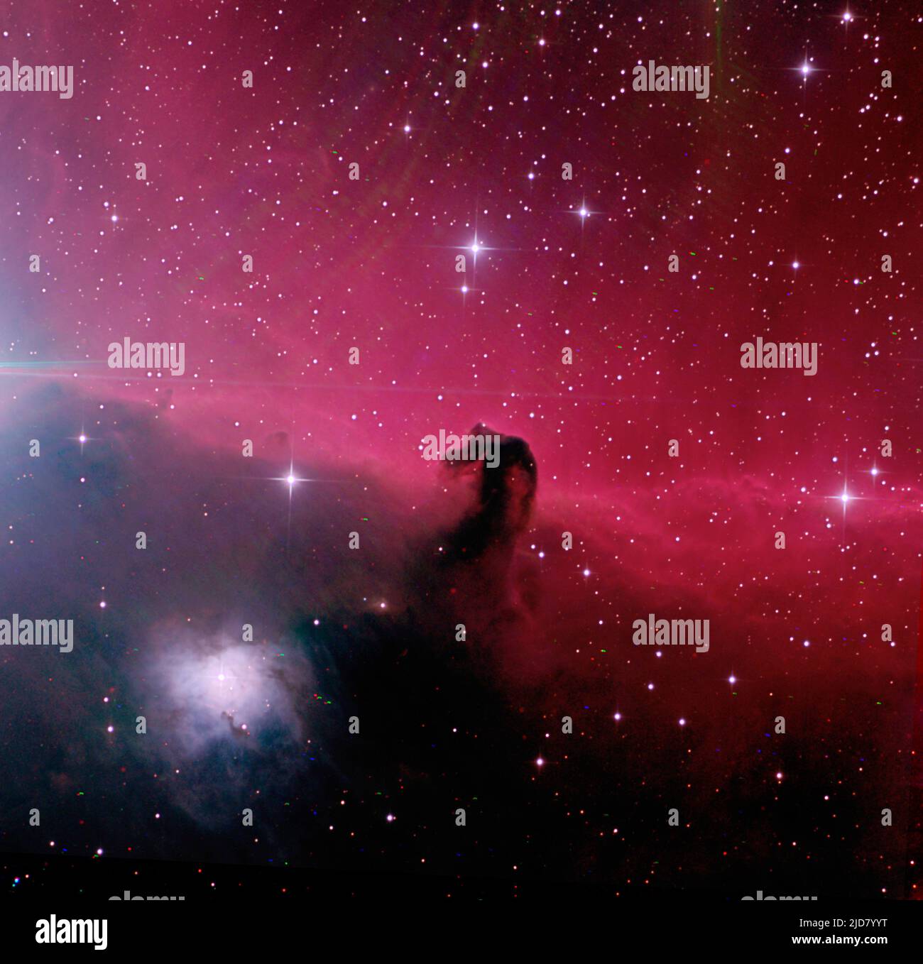 Horsehead Nebul in the constellation Orion. 2 hrs 35 minutes exporsure through HaLRGB-filters. Stock Photo