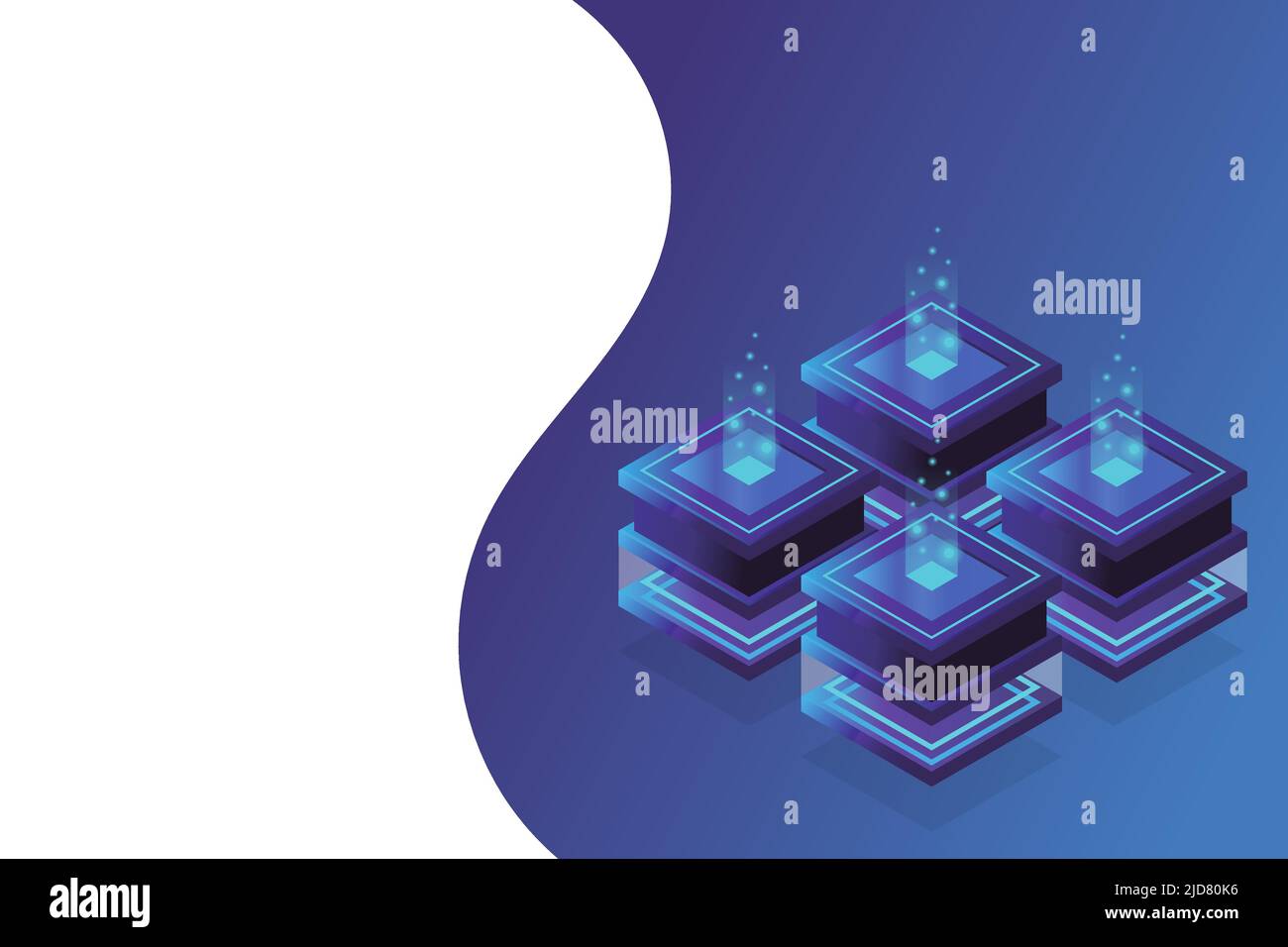 Server room isometric, Cloud storage data, Data center, Big data processing and computing technology. Vector illustration Stock Vector