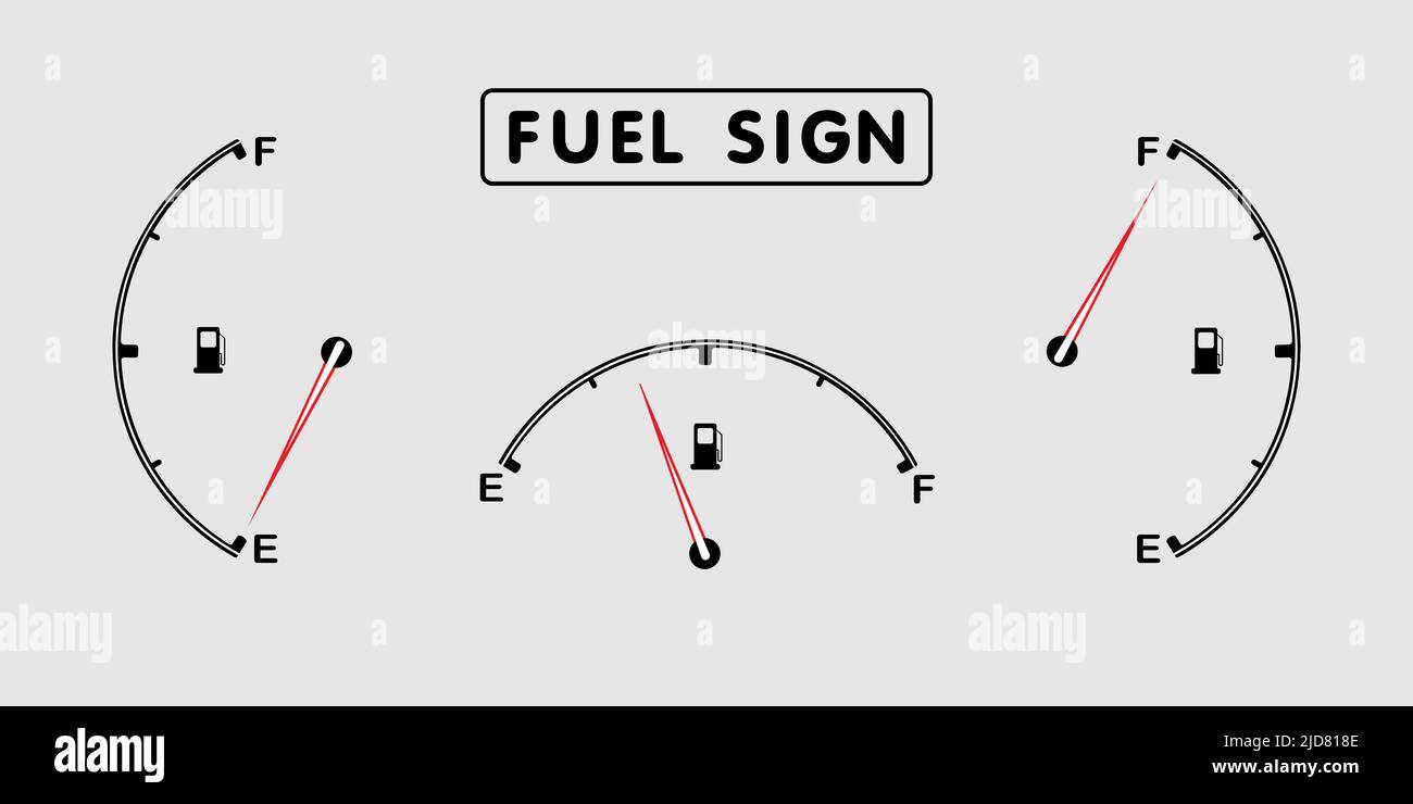 Set fuel tank full and empty fuel sign, fuel gauge Stock Vector Image