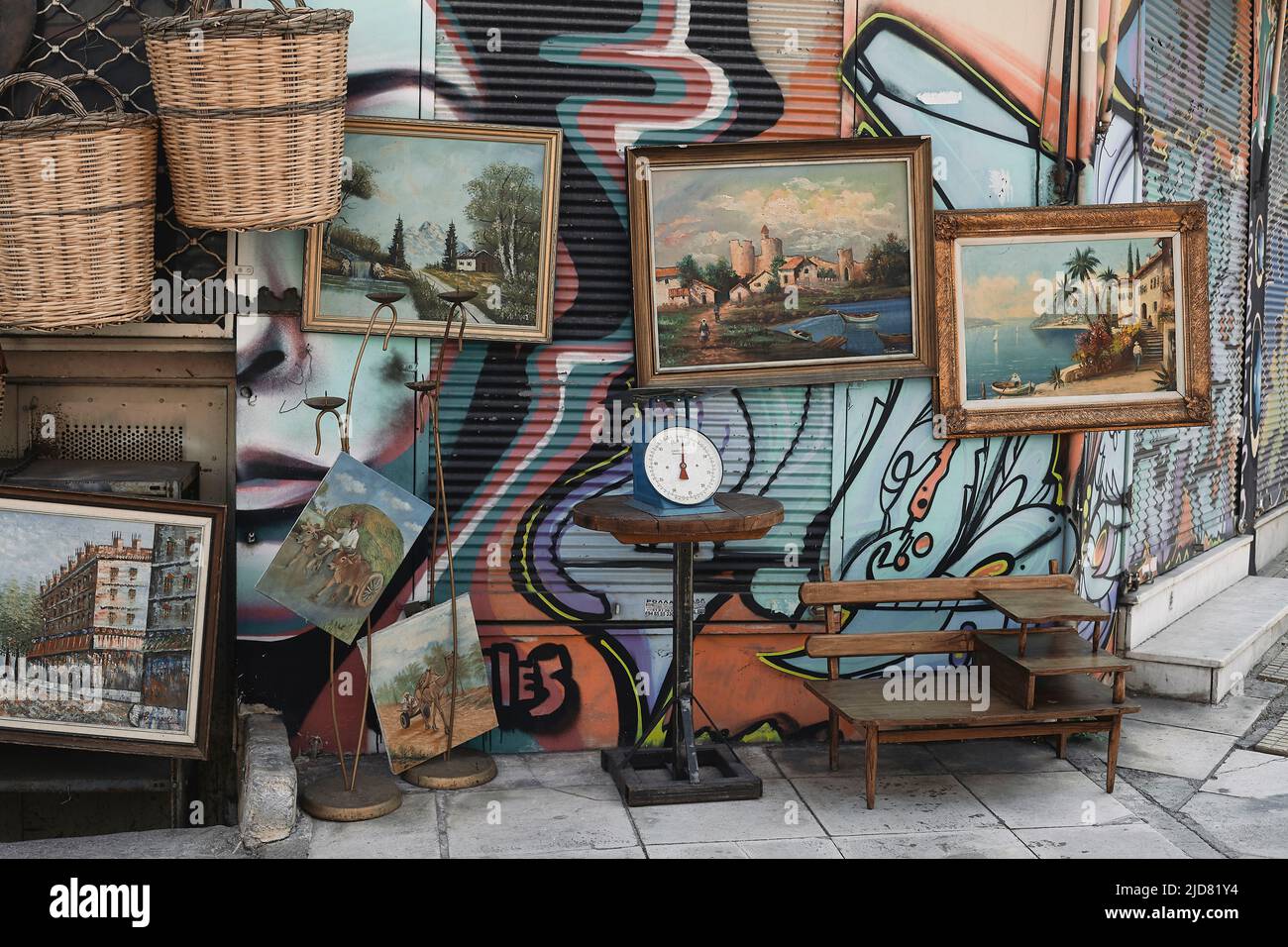 Antique street shop at Athens Greece Stock Photo