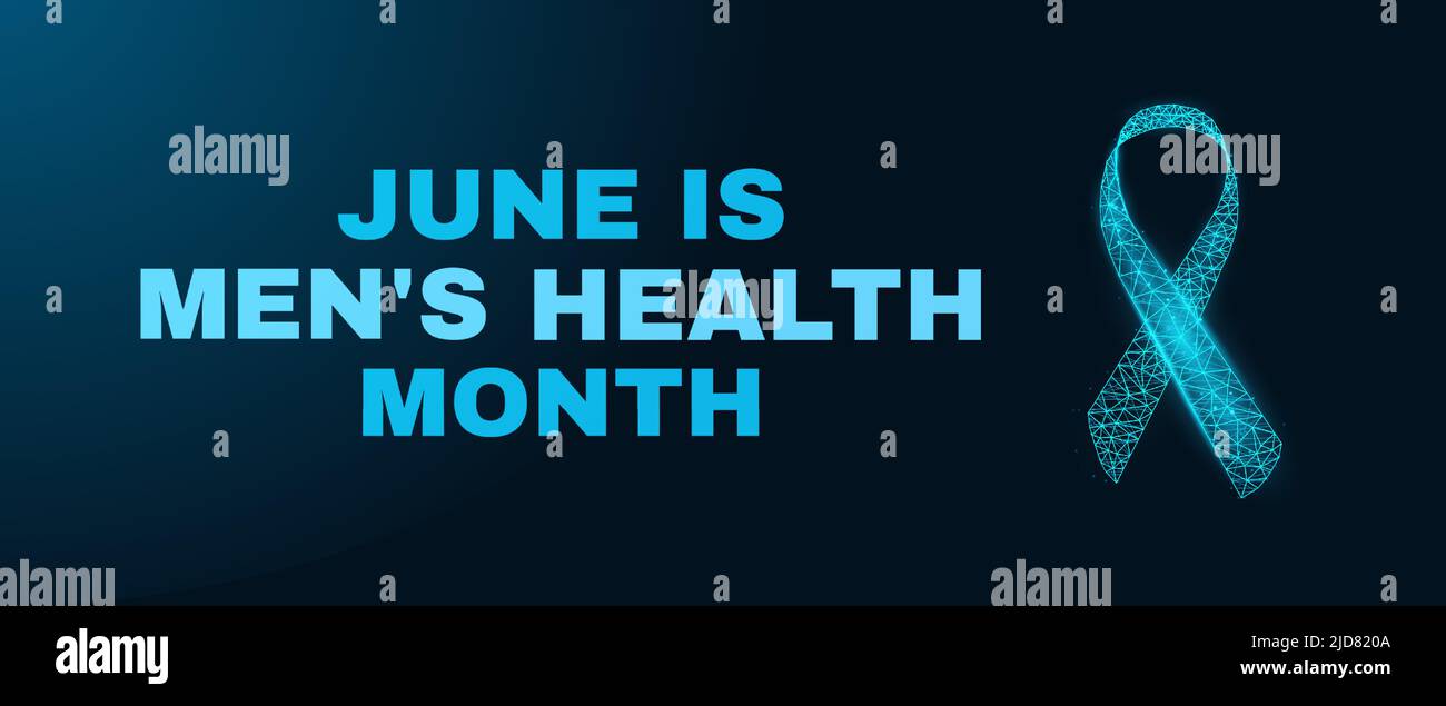 Mens health month concept. Banner template with blue ribbon and text ...