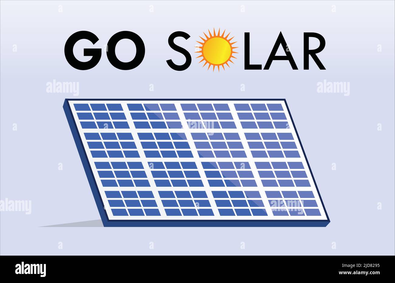 Go Solar Graphic Illustration For Solar Panel Clean Electricity Green Renewable Sustainable Energy Self Awareness Innovative Infographic Environment Stock Vector