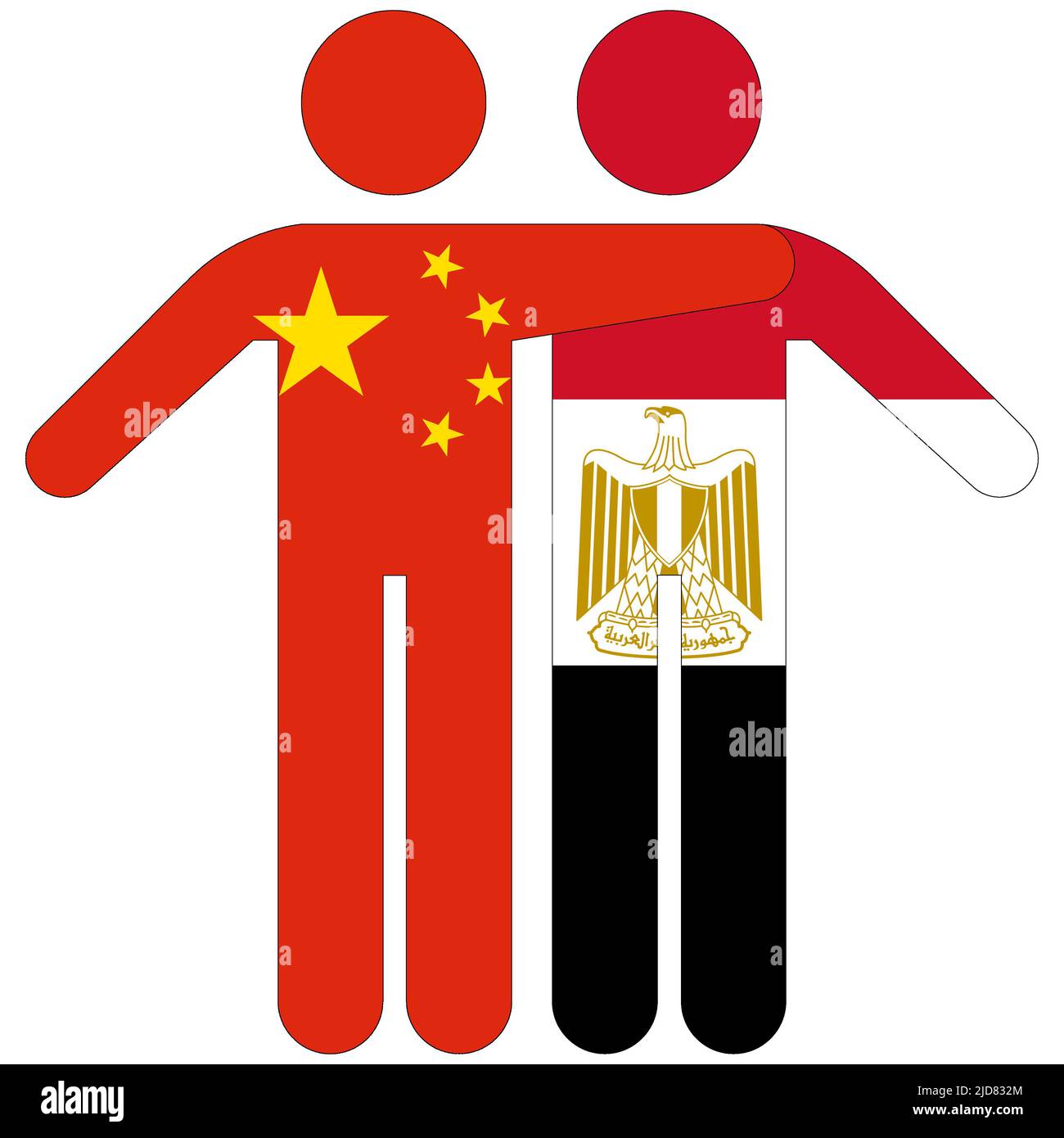 China - Egypt : friendship concept on white background Stock Photo