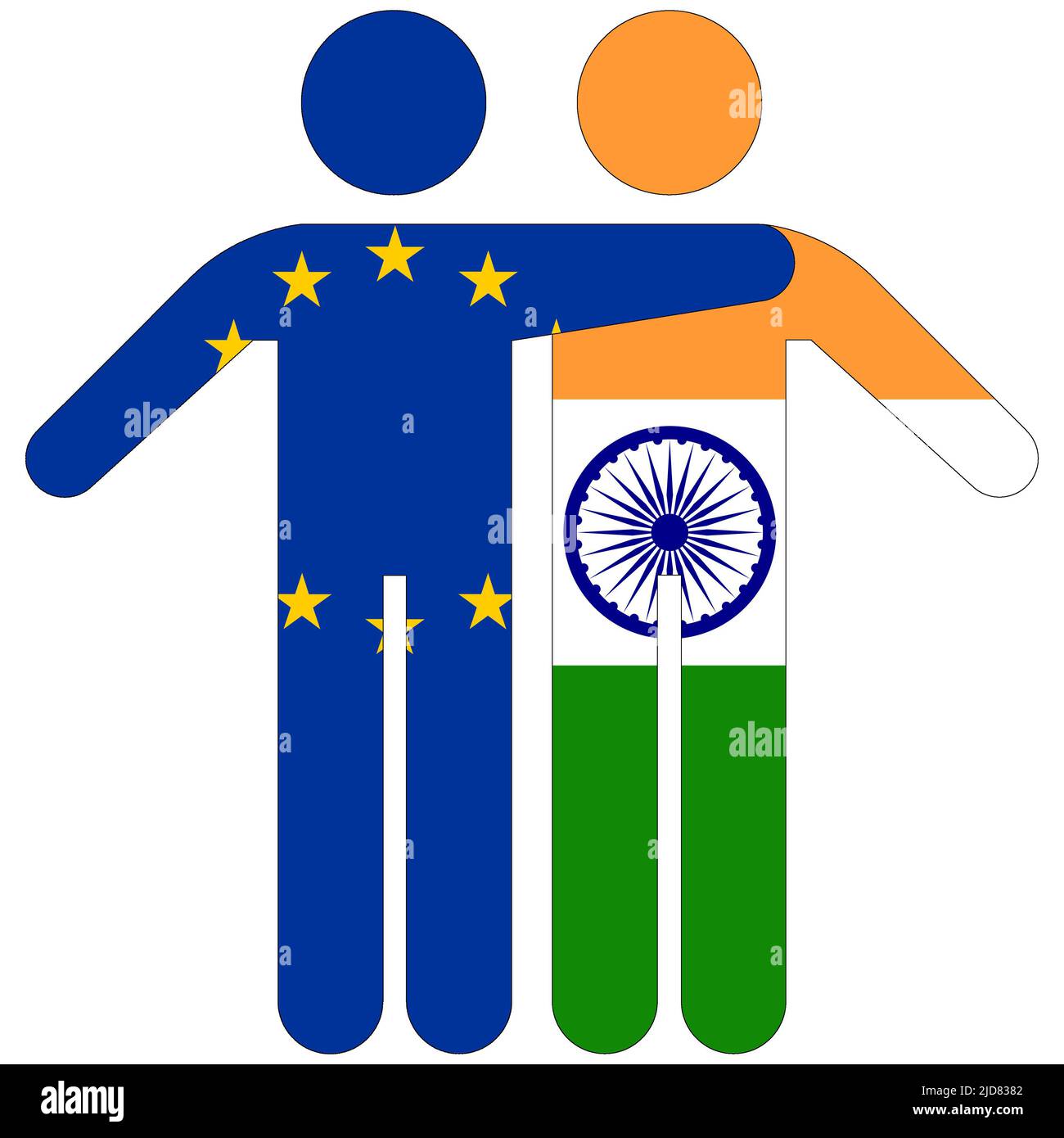 EU - India : friendship concept on white background Stock Photo
