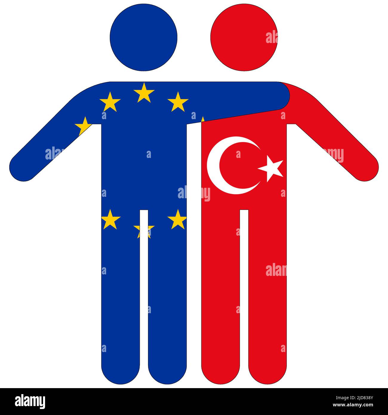 EU - Turkey : friendship concept on white background Stock Photo