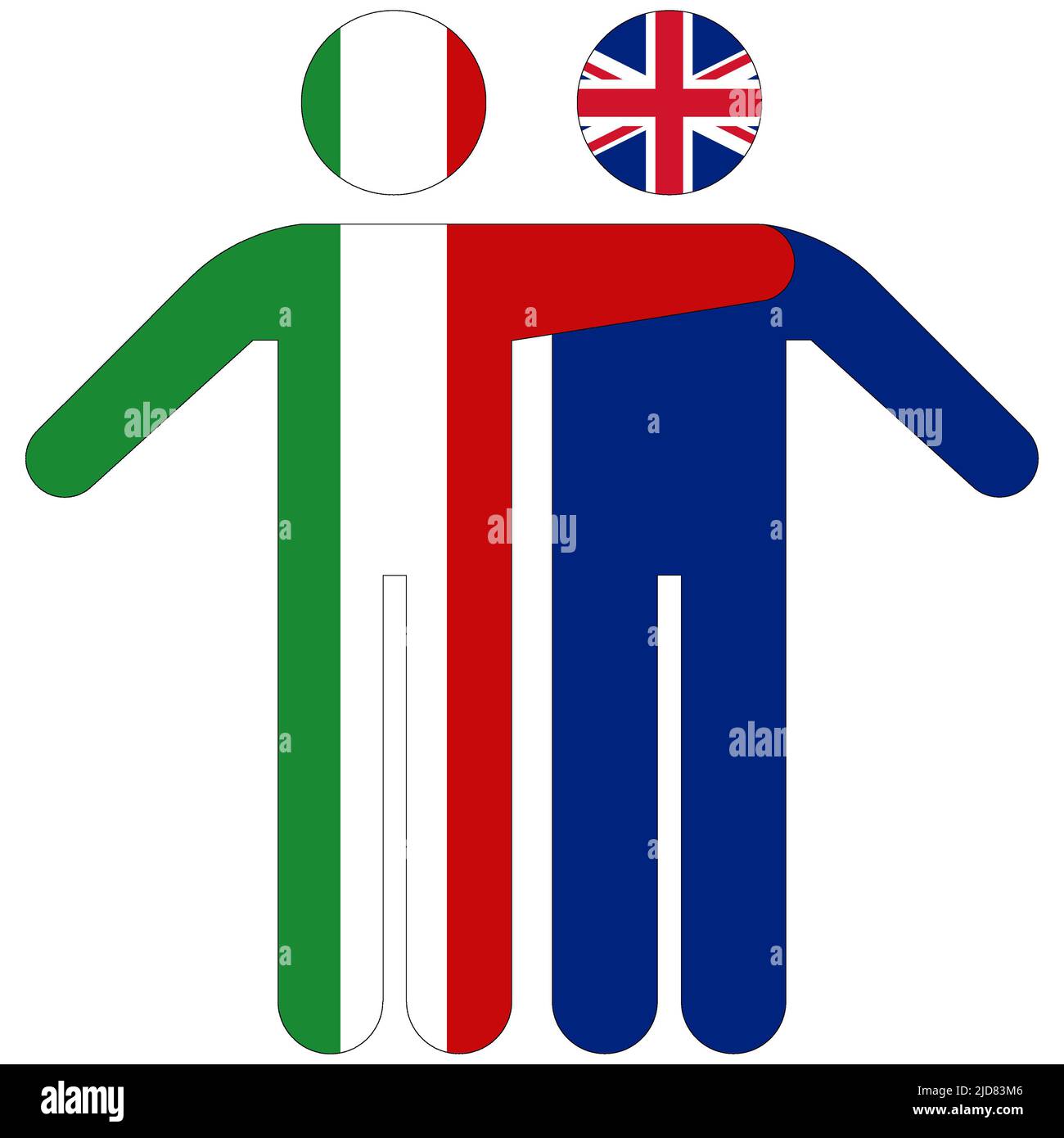 Italy - UK : friendship concept on white background Stock Photo