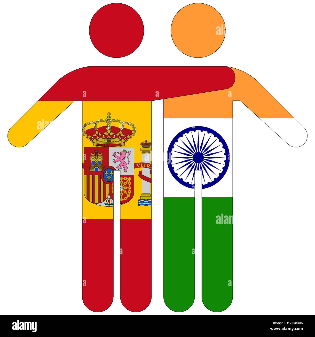 Spain - India : friendship concept on white background Stock Photo