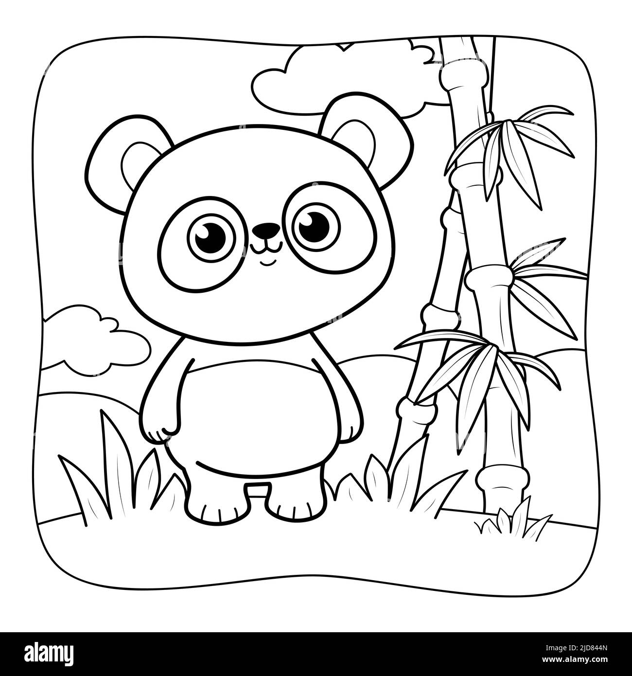 Panda black and white. Coloring book or Coloring page for kids. Nature