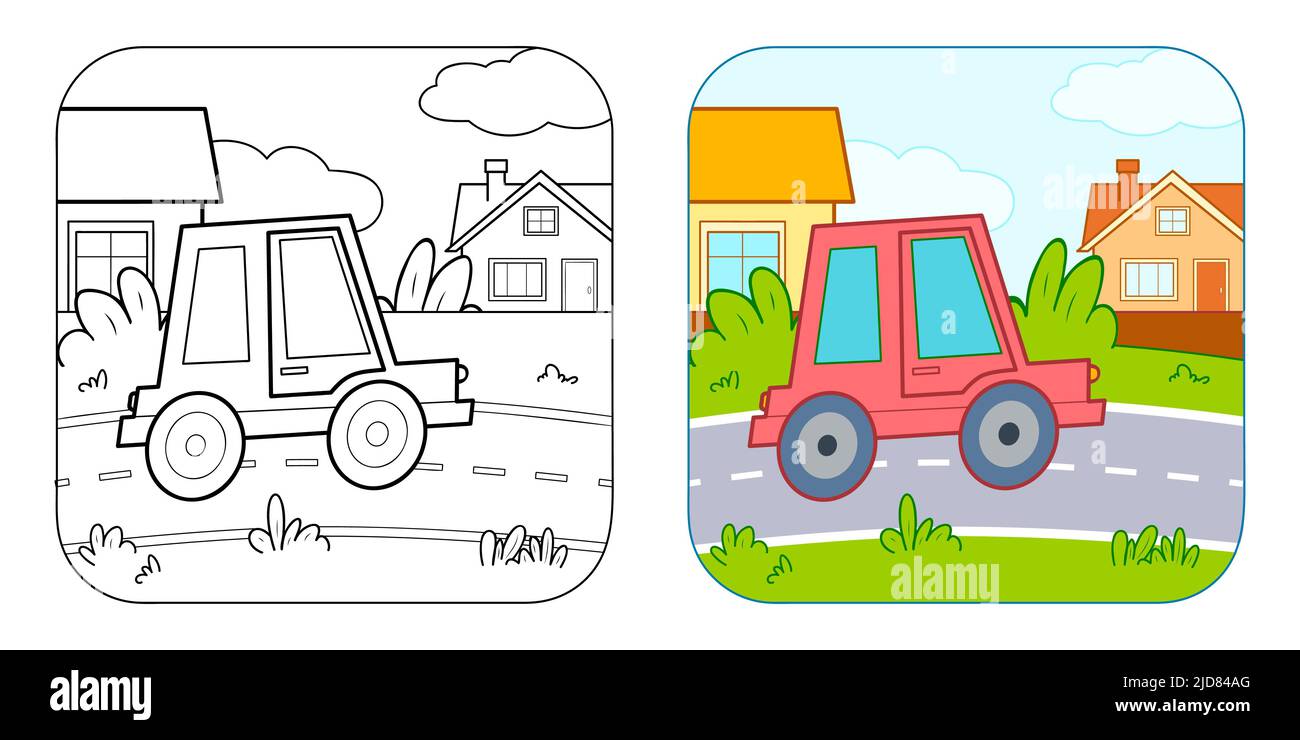 Coloring book or Coloring page for kids. Car vector illustration ...