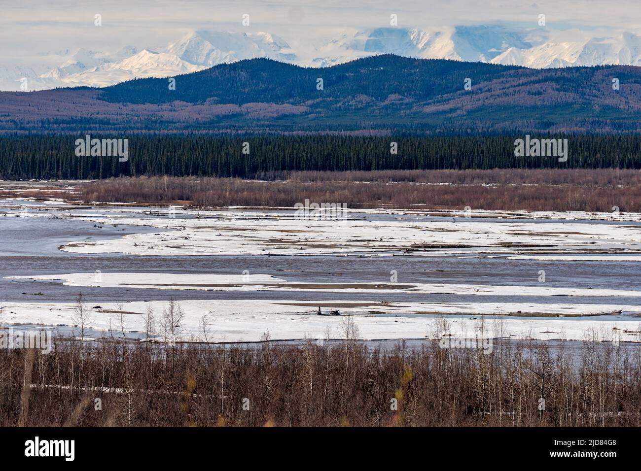 Alaskan Range on drive from Fairbanks to Delta Junction, Alaska Stock