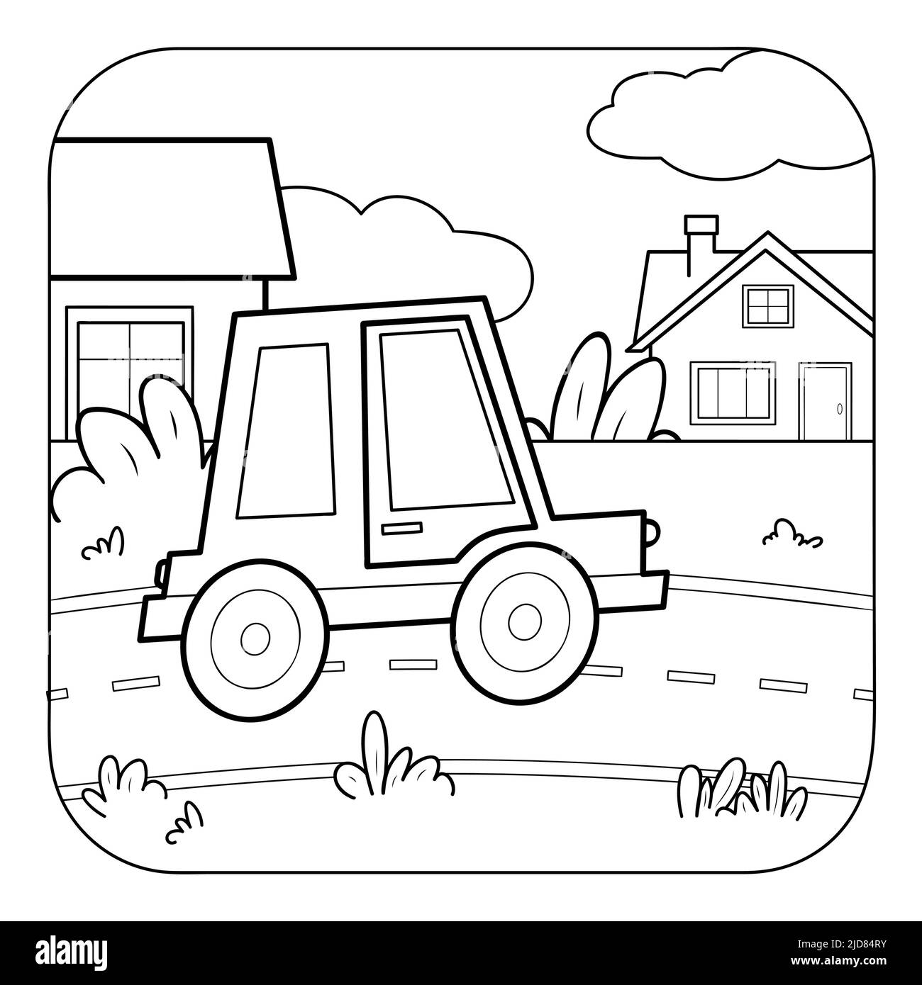 Car sketch. Vector illustration in black and white. Coloring paper, page,  book.Car contour. Children's coloring book, color book. Silhouette car.  Truck outline Stock Vector
