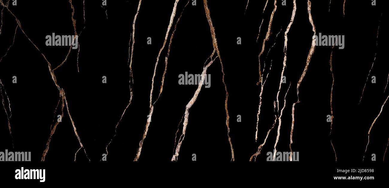 black marble background with yellow veins Stock Photo