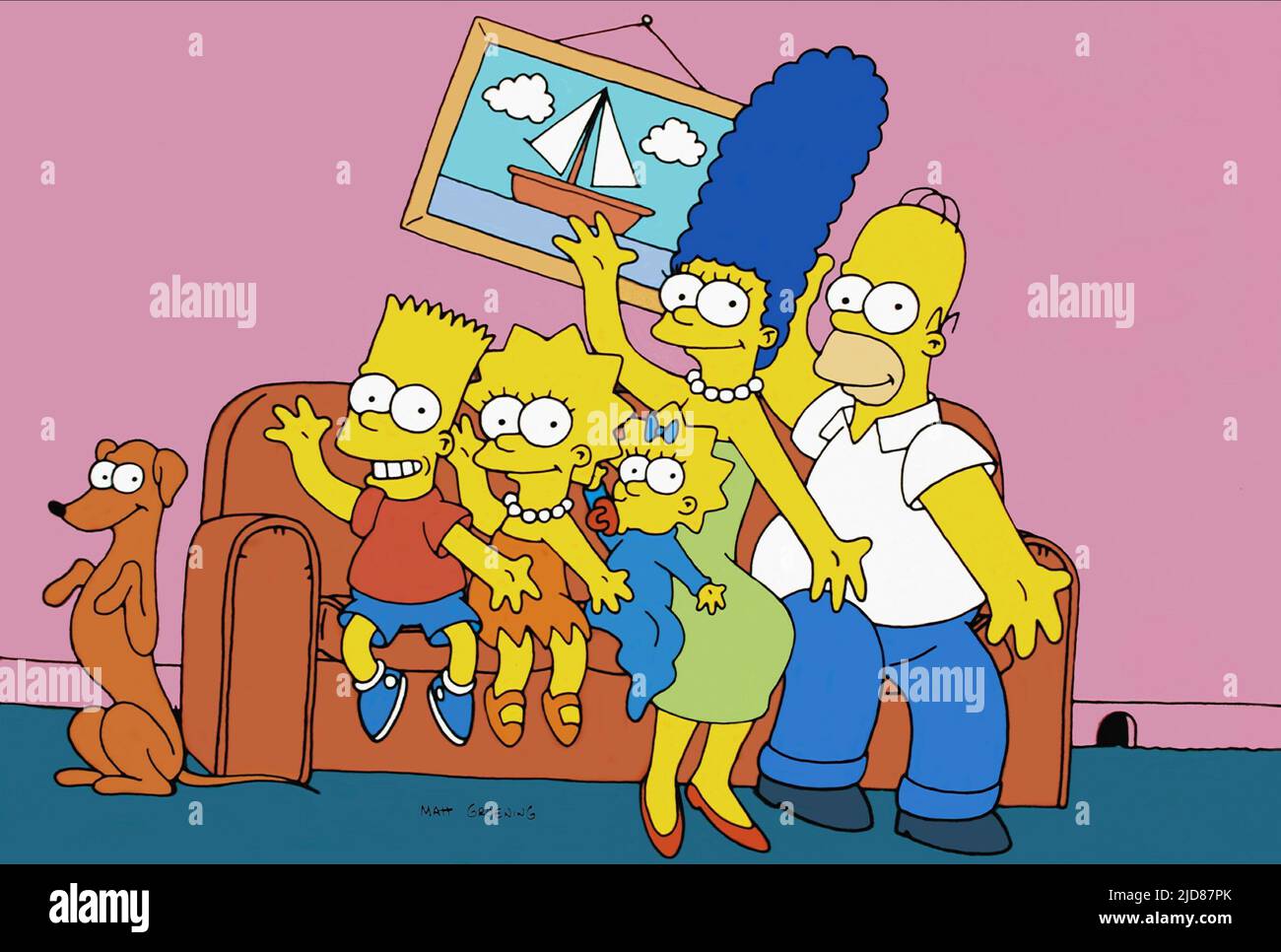 HELPER,BART,LISA,MAGGIE,MARGE,SIMPSON, THE SIMPSONS, 1989, Stock Photo